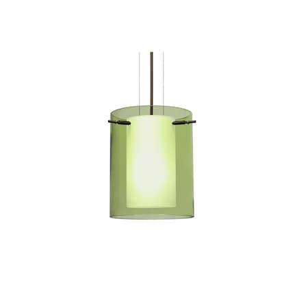 Besa Lighting Pahu 8 Cable Pendant, Trans. Olive/Opal, Bronze Finish, 1x100W Incandescent 1KG-L00607-BR